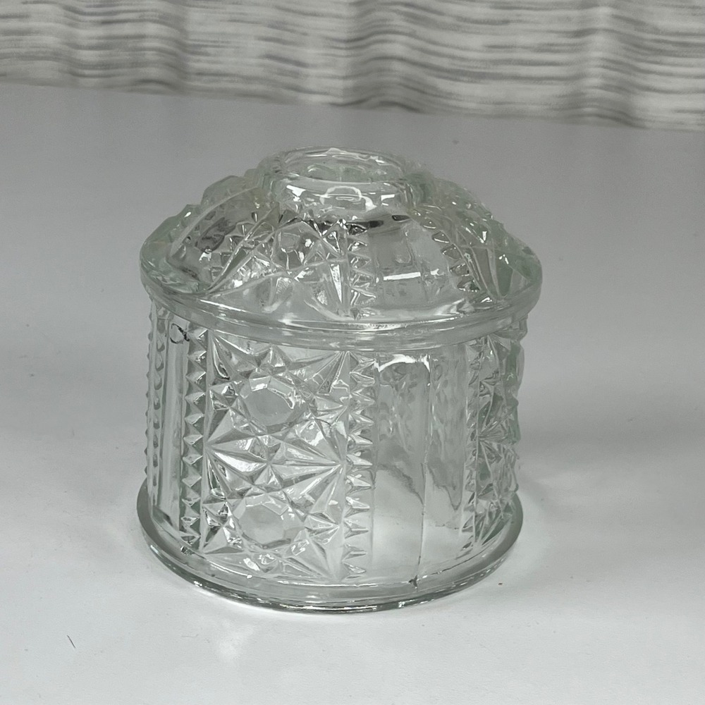 Vintage Clear Pressed Glass Fairy Lamp Shade Only Starburst Diamond 4 Inch - Picture 8 of 10